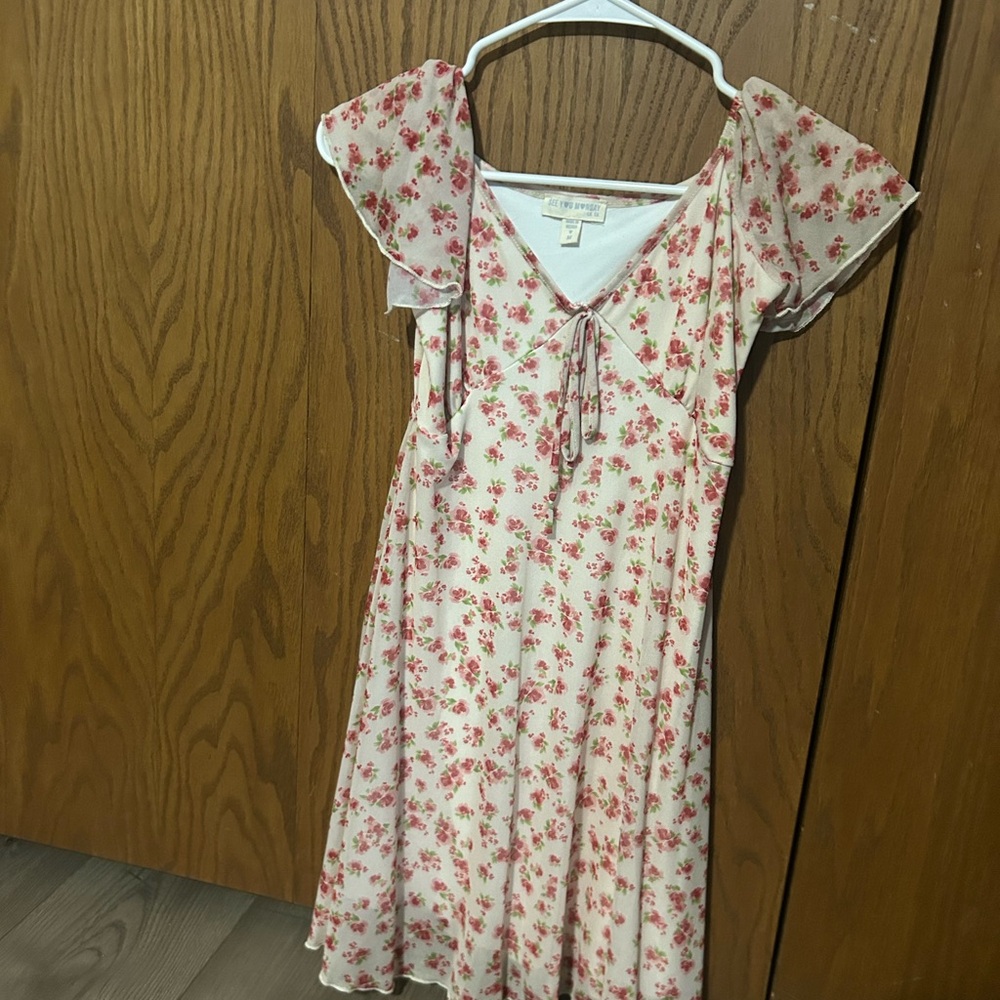 See You Monday Pink Floral V-Neck Dress